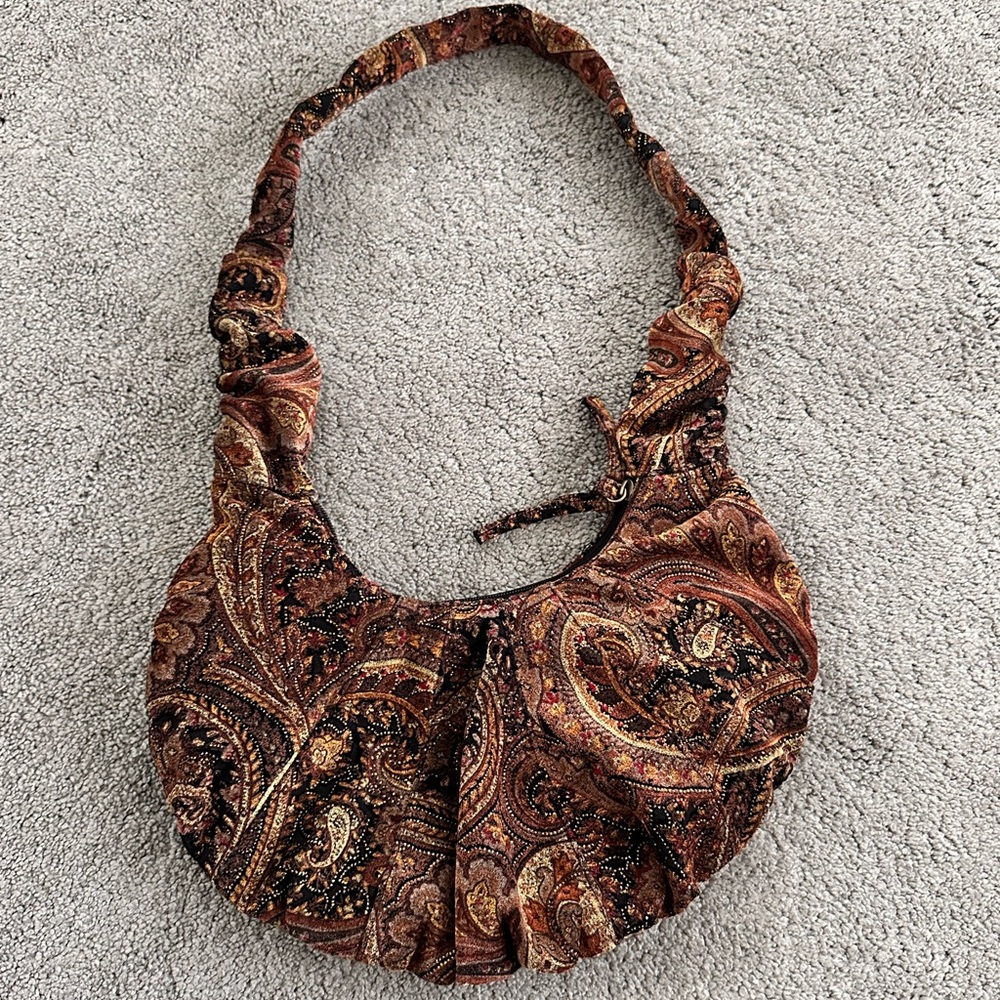 Elegant Paisley Shoulder Bag - Brown